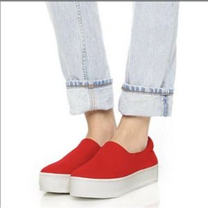 Opening Ceremony Red Twill Flatform Skate Slip on Loafer Platform Sneake…